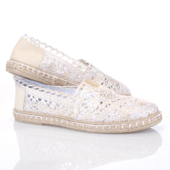 Balerinki espadryle Lace złote