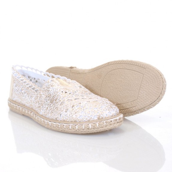 Balerinki espadryle Lace złote