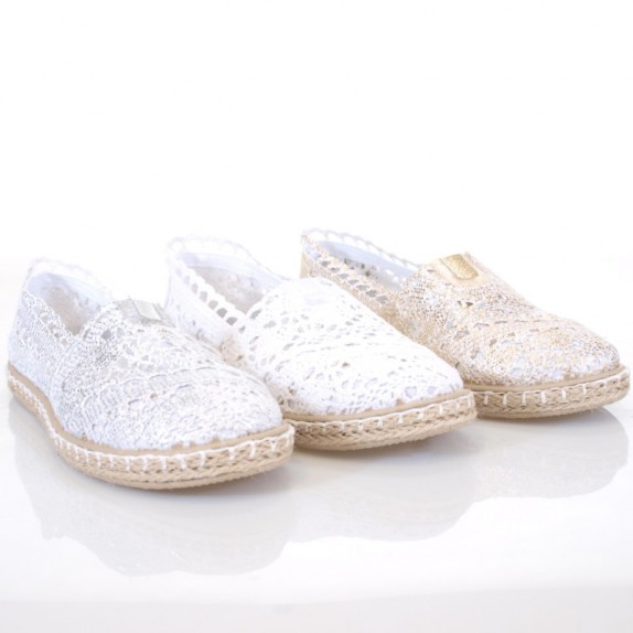 Balerinki espadryle Lace złote