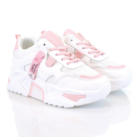 Sneakersy Berni biało różowe
