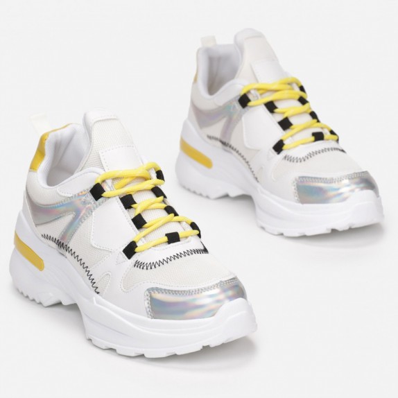 Sneakersy Taida biało żółte