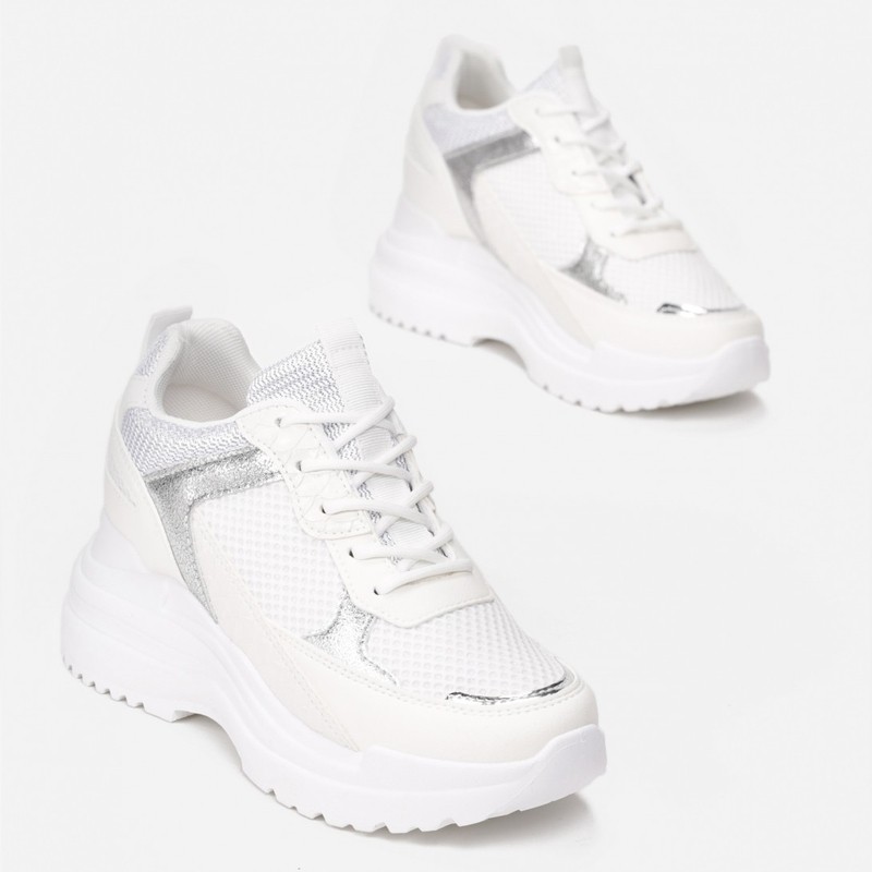 Sneakersy na koturnie Ideal białe