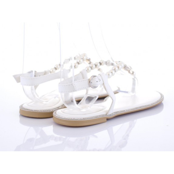 Sandałki japonki perełki cyrkonie Lisa białe