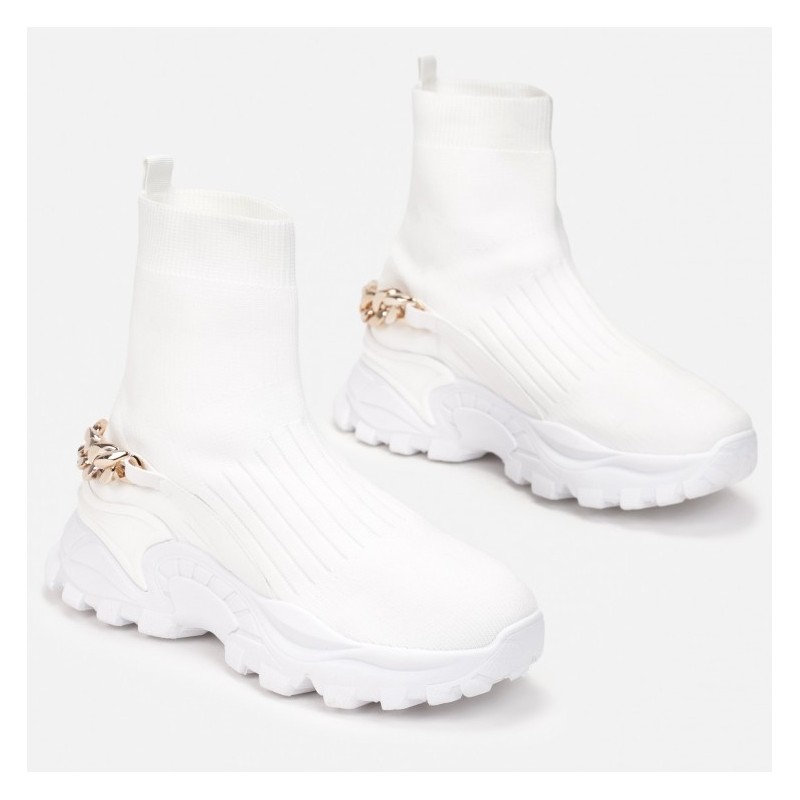Sneakersy botki z łańcuszkiem Imelda białe