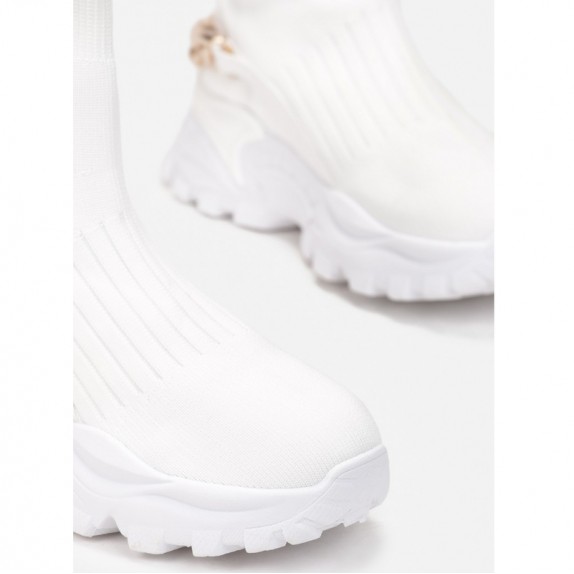 Sneakersy botki z łańcuszkiem Imelda białe
