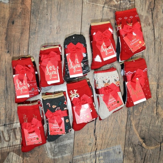 Skarpety świąteczne kokarda Effie mix10 3 pary