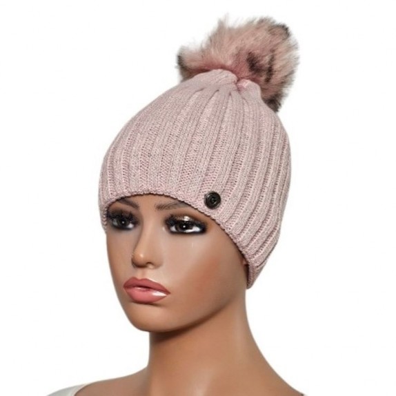 Ciepła czapka zimowa Rufi różowa jasna