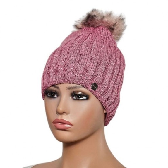 Ciepła czapka zimowa Rufi różowa ciemna