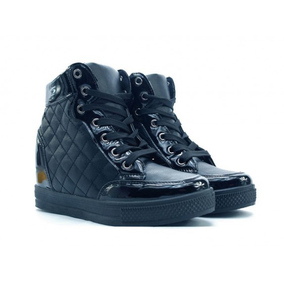 Sneakersy botki koturn pikowane Carol czarne