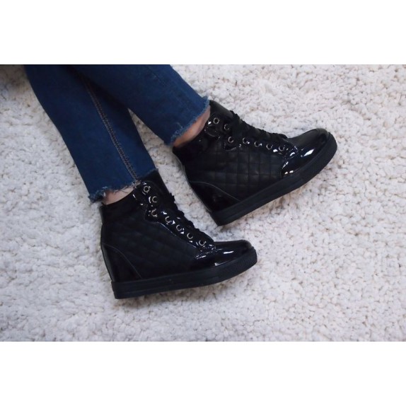 Sneakersy botki koturn pikowane Carol czarne