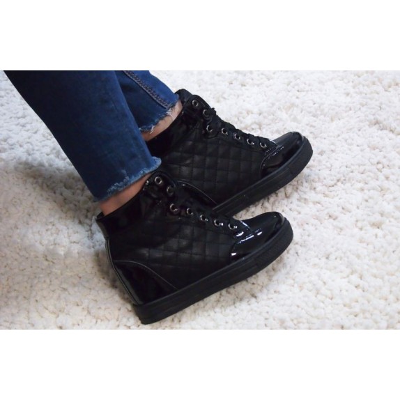 Sneakersy botki koturn pikowane Carol czarne
