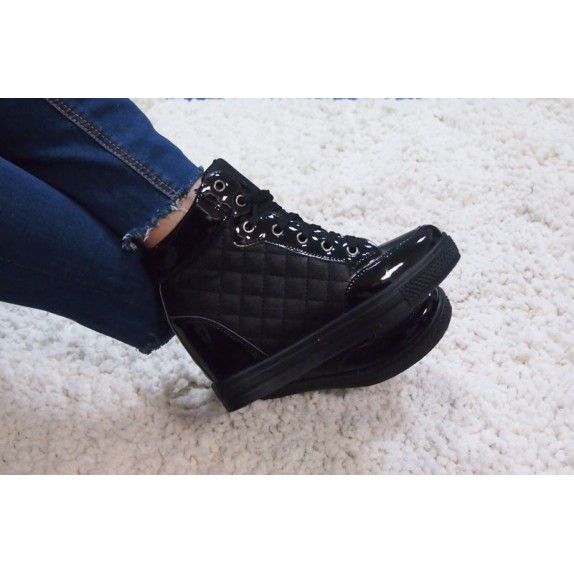 Sneakersy botki koturn pikowane Carol czarne