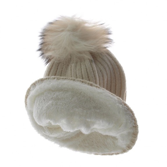 Czapka zimowa pompon jenot Anna kremowa