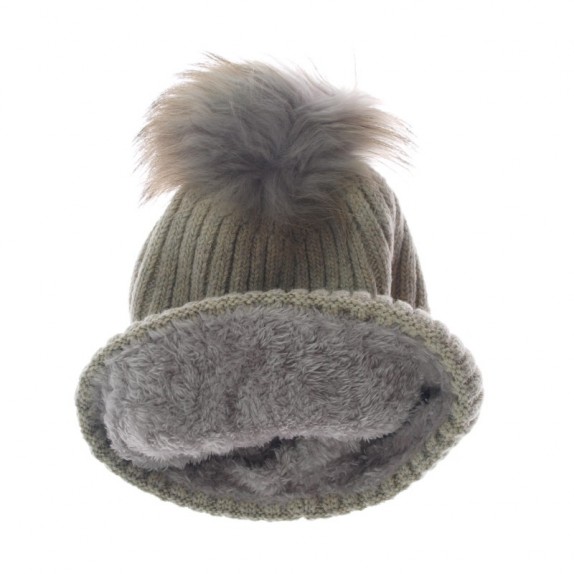Czapka zimowa pompon jenot Anna szara