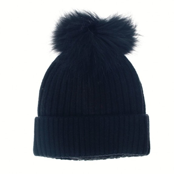 Czapka zimowa pompon jenot Anna czarna