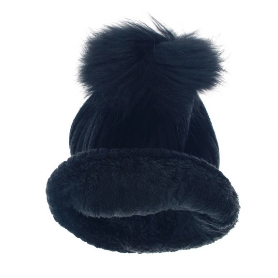 Czapka zimowa pompon jenot Anna czarna