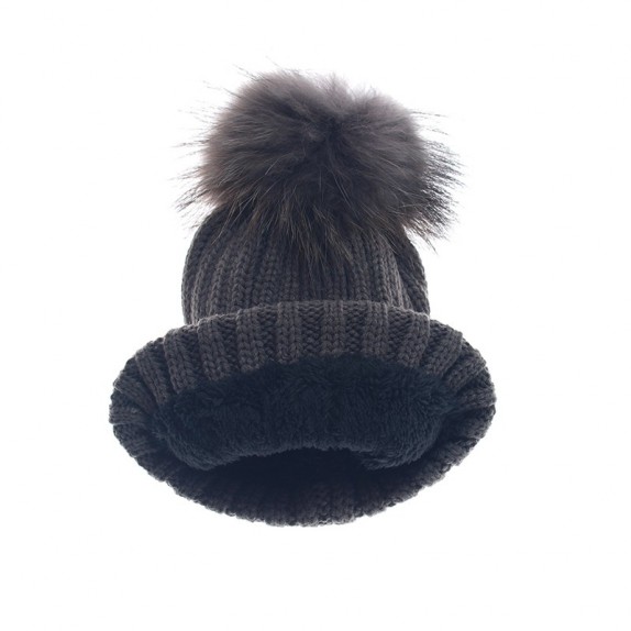 Czapka zimowa pompon duży Nicola grafitowa