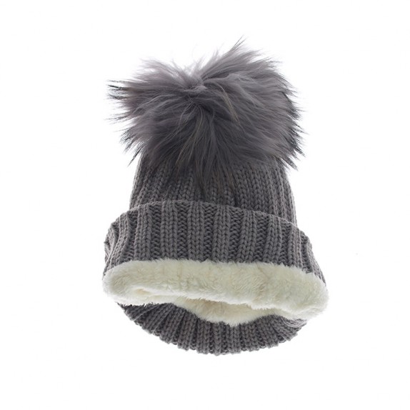 Czapka zimowa pompon duży Nicola szara