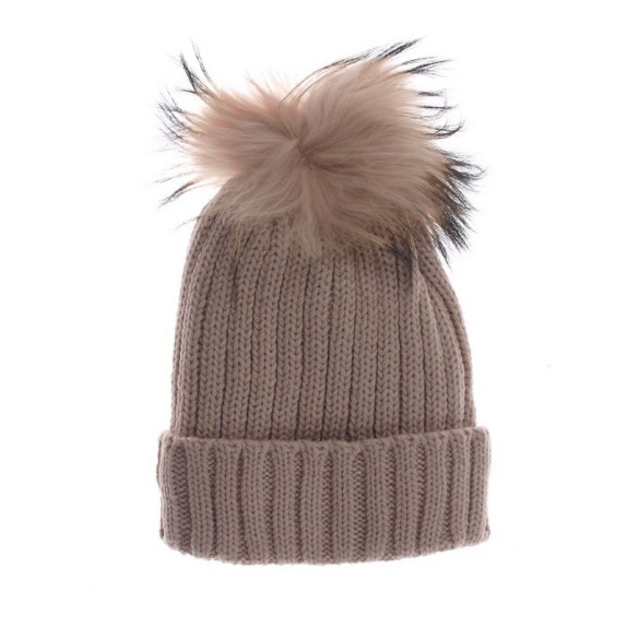 Czapka zimowa pompon duży Nicola różowa