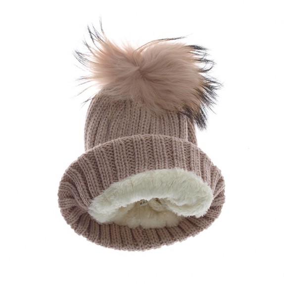 Czapka zimowa pompon duży Nicola różowa