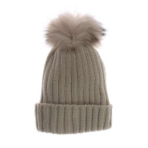Czapka zimowa pompon duży Nicola beżowa