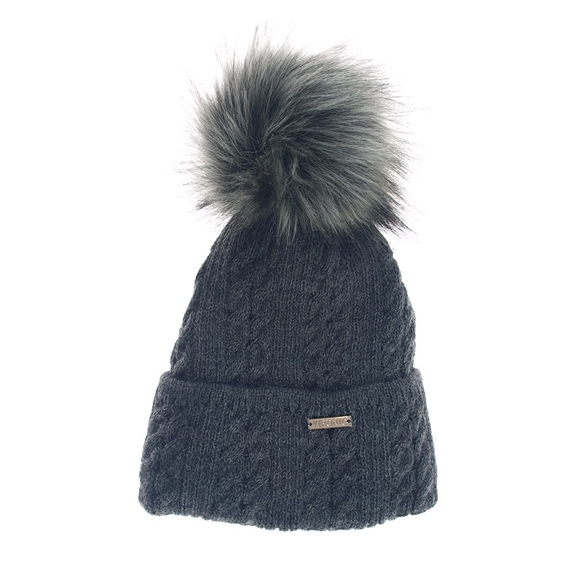 Czapka zimowa warkocze Cynthia grafitowa