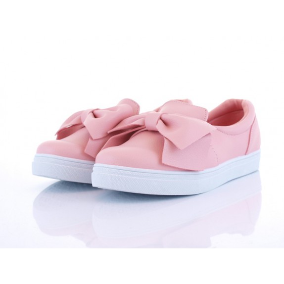 Trampki slip on kokarda Ursula różowe