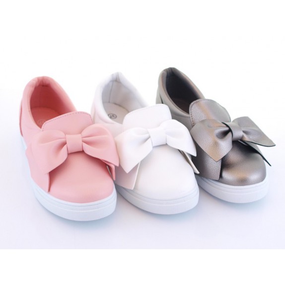 Trampki slip on kokarda Ursula różowe