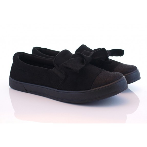 Trampki slip on z kokardą Christina czarne