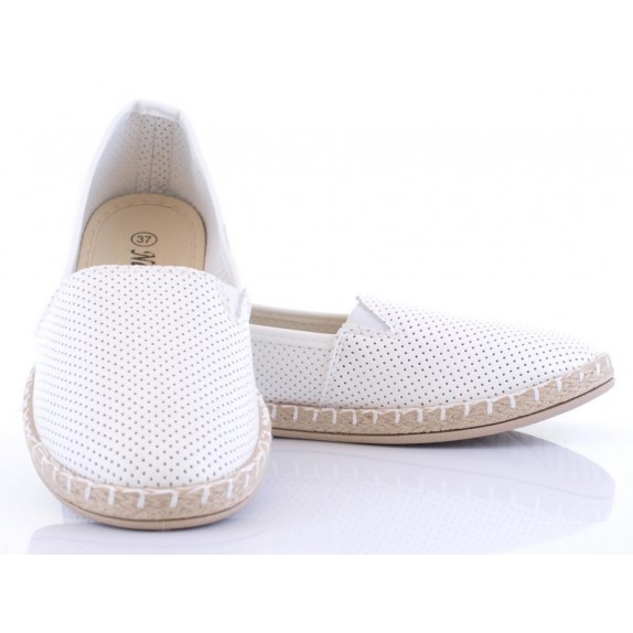 Espadryle dziurki Dorothea białe slip on