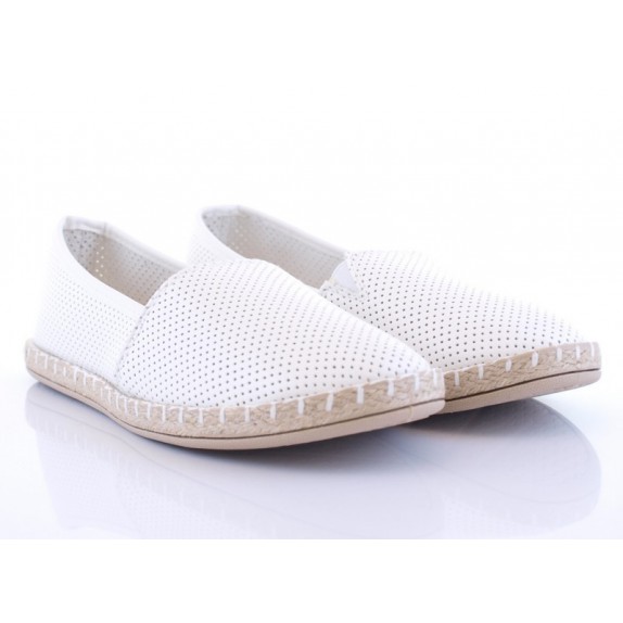 Espadryle dziurki Dorothea białe slip on