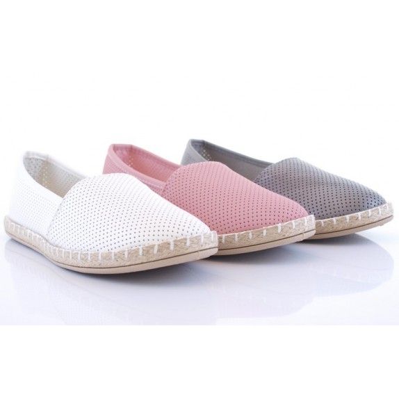 Espadryle dziurki Dorothea białe slip on